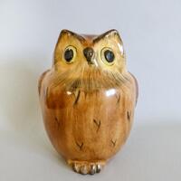 Vintage Owl Figurine: Hungarian Porcelain Pottery Bird Statue