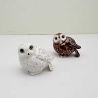 Hand-Painted Ceramic Owl Figurine (2 Color Options - Brown, and Snowy White)