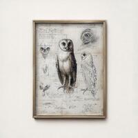 Vintage Barn Owl Anatomy Sketch Dark Academia Wall Art Scientific Bird Illustration Digital Download