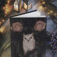 Mystical Owl & Mushroom Hardcover Journal, Dark Academia Journal, Dark Cottagecore Journal, Dark
