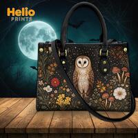 Vintage Owl Handbag, Owl Leather Tote, Owl Purses, Owl Bags, Mystical Owl Tote Bag Owl Lovers