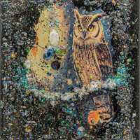 Gothic Owl Wall Art &ndash; &ldquo;The Owl of Wisdom&rdquo; &ndash; Handcrafted Crystal Artwork, One