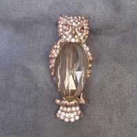 Vintage Jelly Belly Style Owl Brooch Glass Body Pin
