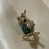 Cute tiny signed Gerri&rsquo;s owl brooch vintage