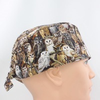 Owls Cotton 3.5" tall Handmade Scrub Cap for Men