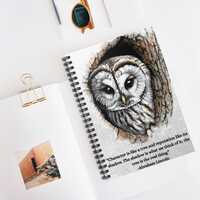 Barn Owl Illustration Notebook | Abraham Lincoln Quote Spiral Notebook 118 pages 59 sheets