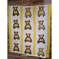 Handmade Quilt Owl Pattern 1970s  64x77