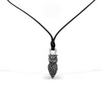 Handmade small nocturnal animal owl gothic pendant. Oxidized lead free pewter night bird owl pendant