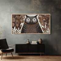 Folk Art Owl in the Woods Canvas Print