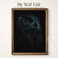 Dark Owl Wall Art Print &ndash; Gothic Dark Academia Decor, Moody Animal Artwork, Whimsgoth Gallery 