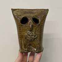 Vintage MCM Stoneware Pottery Owl Sculpture