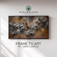 Winter Rustic Owl TV Art, Moody Wildlife Frame TV Art, Snowy Pine Scene, Woodland Decor, Realistic-I