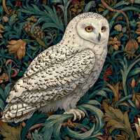Snowy Owl Floral William Morris Style Cross Stitch Pattern. PDF Download. 63,600 Stitches.
