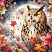 Great Horned Owl full harvest moon Counted Cross Stitch Pattern (Digital PDF)