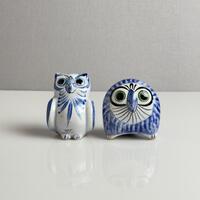 Vintage Tonala Mexico Owl Figurine &ndash; Hand Painted Mexican Folk Art Pottery &ndash; Mid Century