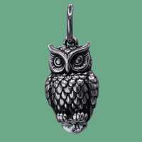 Sterling Silver Great Horned Owl Charm | Detailed Bird jewelry For Pendant, Charm Bracelet, Earrings