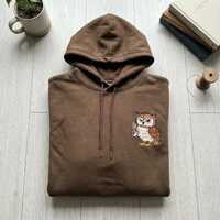 Grumpy Owl Coffee Embroidered Hoodie, Moody Bird Caffeine Lover Gift, Morning Person Humor Hoodie, F