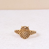 Gold Owl Ring for Women, Brass Owl Statement Ring, Boho Filigree Bird Ring, Wisdom Owl Jewelry, Dain