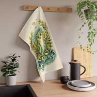 Virgo Owl Illustration Tea Towel | Zodiac Kitchen Towel, Astrology Decor