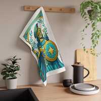 Athena Goddess Shield Owl Tea Towel | Greek Mythology Kitchen Decor