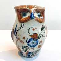 Vintage Tonala Mexican Pottery Owl Folk Art Large Figurine