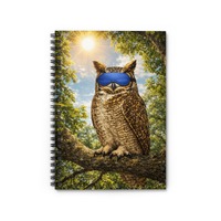 Owl Wearing Sleep Mask Spiral Notebook | Ruled Lined Journal