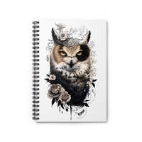 Floral Owl Spiral Notebook | Ruled Journal with Pocket
