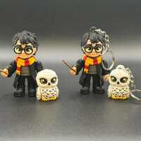 Wizard Boy & Owl Companion Flexi Set | Mini Wizard Figure with Owl | Figure or Keychain Set