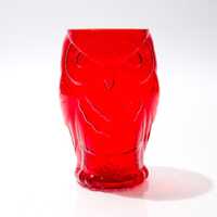 Midcentury Owl Tumbler, Red Glass, Morgantown
