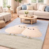 Hand Tufted Owl Area Rug, Cute Bird Design Rug, Soft Wool Cut Pile Carpet for Living Room, Nursery &