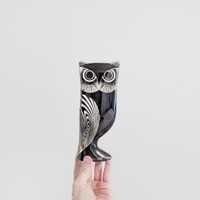 Vintage Mid Century Palatnik Day Night Reversible Owl Sculpture Figurine Mod Lucite Plastic Op Art 7