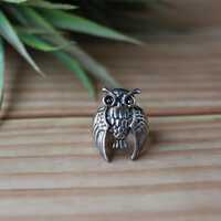 Sterling Silver Owl Ring, Unisex Boho Statement Jewelry