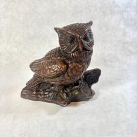 Red Mill Owl Made in the U.S.A Crushed Pecan and Resin 1980's