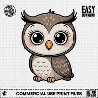 Baby Owl Clipart, Nursery Woodland Animals (PNG)