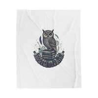 Surreal Academia Owl on Melting Books Blanket | vintage crest weird