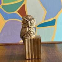 Vintage Brass Owl Bookend or Figurine: ONE