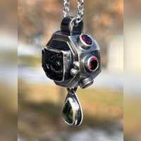 Forest Owl Pillbox Locket. Green, Red, Raw, Organic, Earthy, Wabi Sabi, Boho, Bohemian, Keepsake, Wi