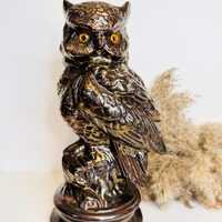 Vintage Ceramic Owl Statue | Mid-Century Style Glazed Owl Statue