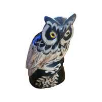 Vintage 70's Hand Carved Retro Buffalo Horn Owl Figurine