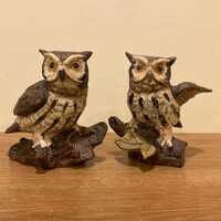 Vintage Norleans Ceramic Owl Figurines: 1970s Home Decor, Pair