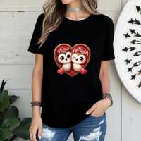 Valentines owl couple shirt for women, cute kawaii love birds graphic tee, romantic anniversary gift