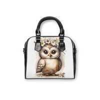 Floral Owl Shoulder Bag | Watercolor Woodland Bird Print
