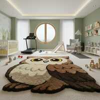 Owl Wall Rug | Hand-Tufted Animal Wall Hanging in 100% New Zealand Wool | 3x5