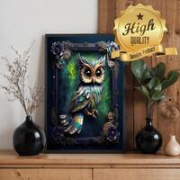 Steampunk Owl Wooden Puzzle 300 500 1000 Pieces | Fantasy Owl Art Jigsaw Puzzle | Mechanical Owl Puz