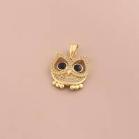 18K Gold Filled CZ Owl Charms,Gold Enamel Flying Pendant for DIY Jewelry Making Supply