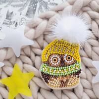 DIY Bead Brooch Kit Little Owl Bead Embroidery Kit Size: 1.7"&times;2.2" (4.4x5.7 cm), GIF