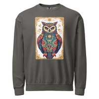 Fleece crewneck sweatshirt - Ornate Colorful Mysterical Owl
