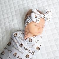 Owl Swaddle Blanket With Name Custom Woodland Animals Blanket Personalized Forest Friends Baby Showe