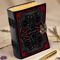 Owl Leather Journal – Handmade Vintage Notebook with Lock, Antique Deckle Edge Paper, Wisdom O