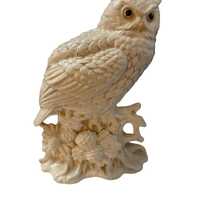 Vintage UCG Japan Porcelain Owl Figurine, Ivory Glaze, Mid-Century Decor